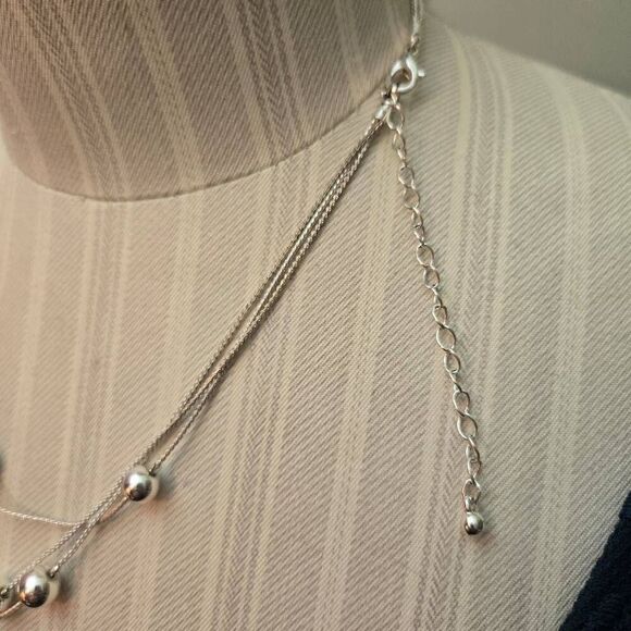 NWOT Silver 3 strand Mix Bead Necklace - Picture 5 of 8